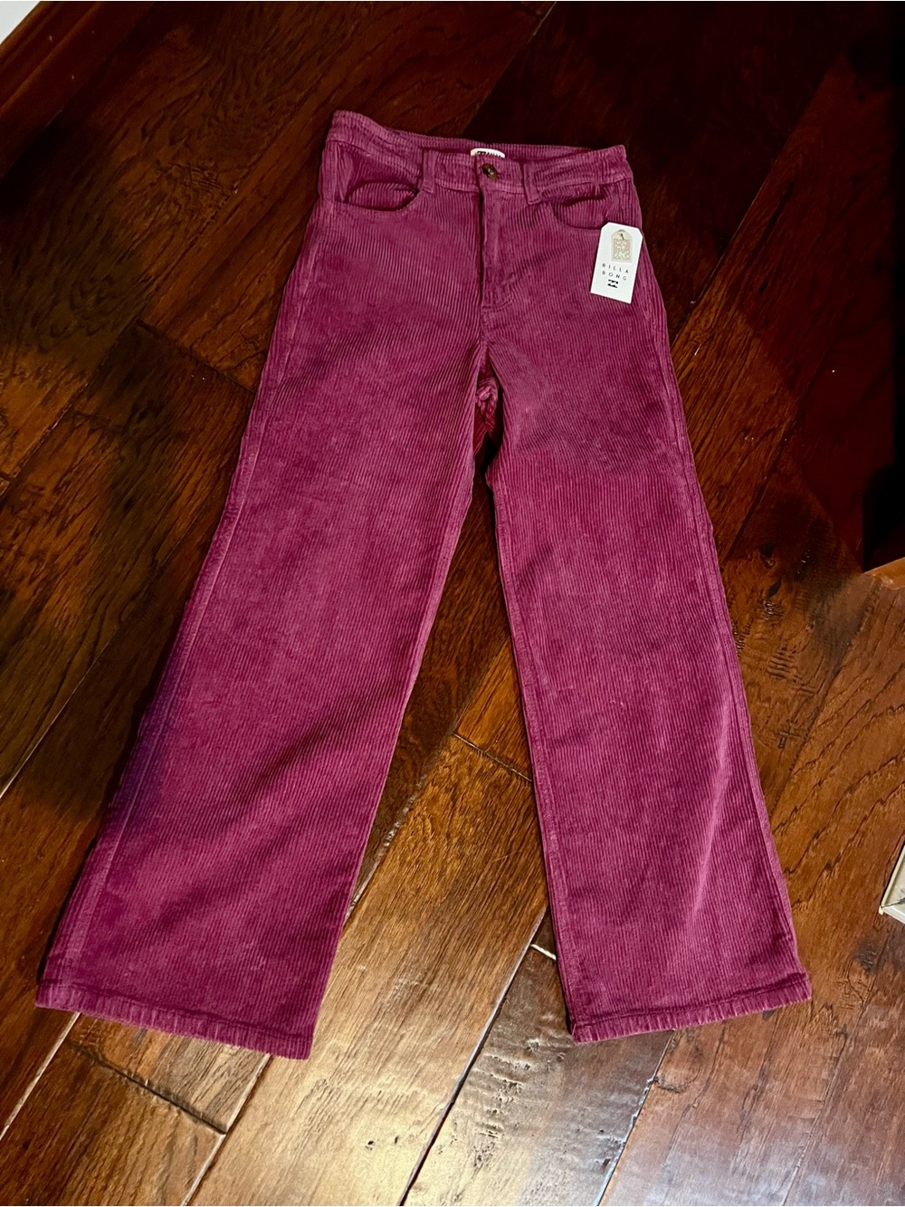 NWT Billabong Free Fall Corduroy Wide Leg Pants Burgundy 27